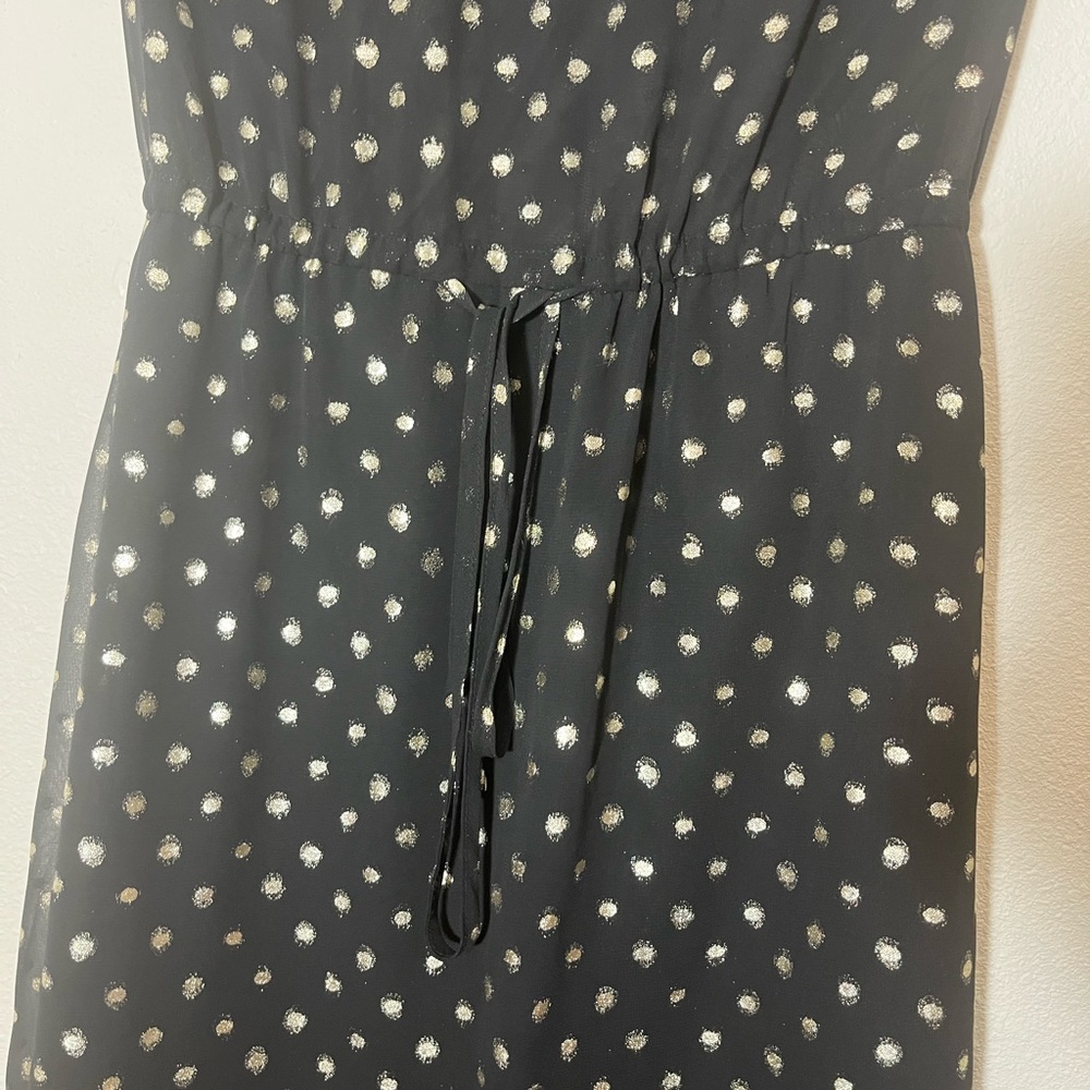 Aqua Black Gold Dotted Belted Dress - Picture 4 of 8
